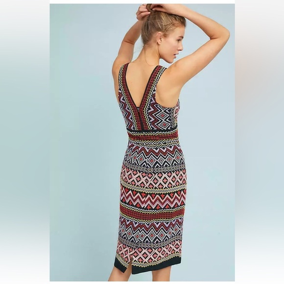 ANTHROPOLOGIE Akemi +  Kim Geo-Embroidered Column Dress size 8 - Picture 4 of 10